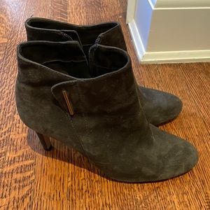 Gray suede Vince camuto high heeled booties.